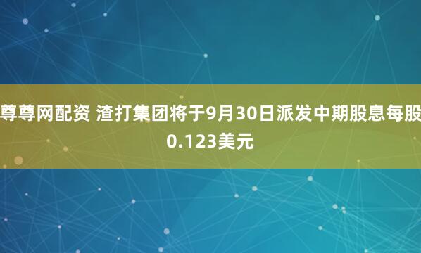尊尊网配资 渣打集团将于9月30日派发中期股息每股0.123美元